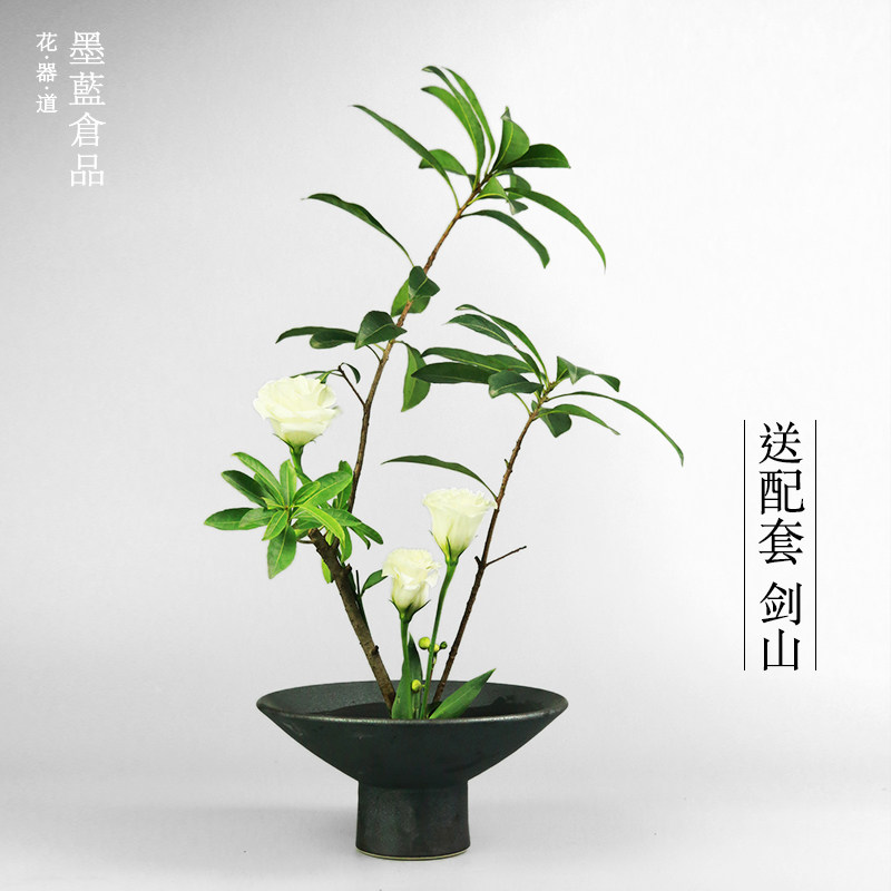 高脚茶席花盘花器陶瓷禅意中式日式插花器皿 剑山插花器底座花盆,鲜花速递/花卉仿真/绿植园艺,花盆,淘宝优惠券,粉丝福利购,淘宝优惠卷