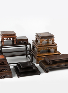 黑檀木小花架底托 花瓶摆件花器实木底座 桌面盆景摆放植物矮木架