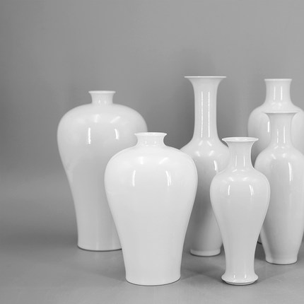 景德镇陶瓷薄胎白色花瓶仿古禅意透光中式客厅桌面插花梅瓶摆件