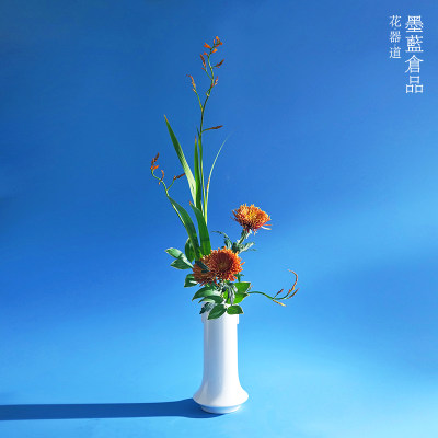 小原流花器回响双耳瓶禅意陶瓷中式插花器皿日式花道花瓶投入瓶