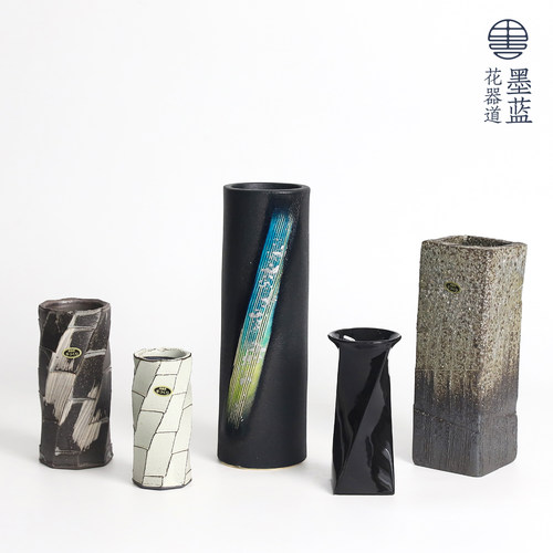日本进口花器手作信乐烧直筒