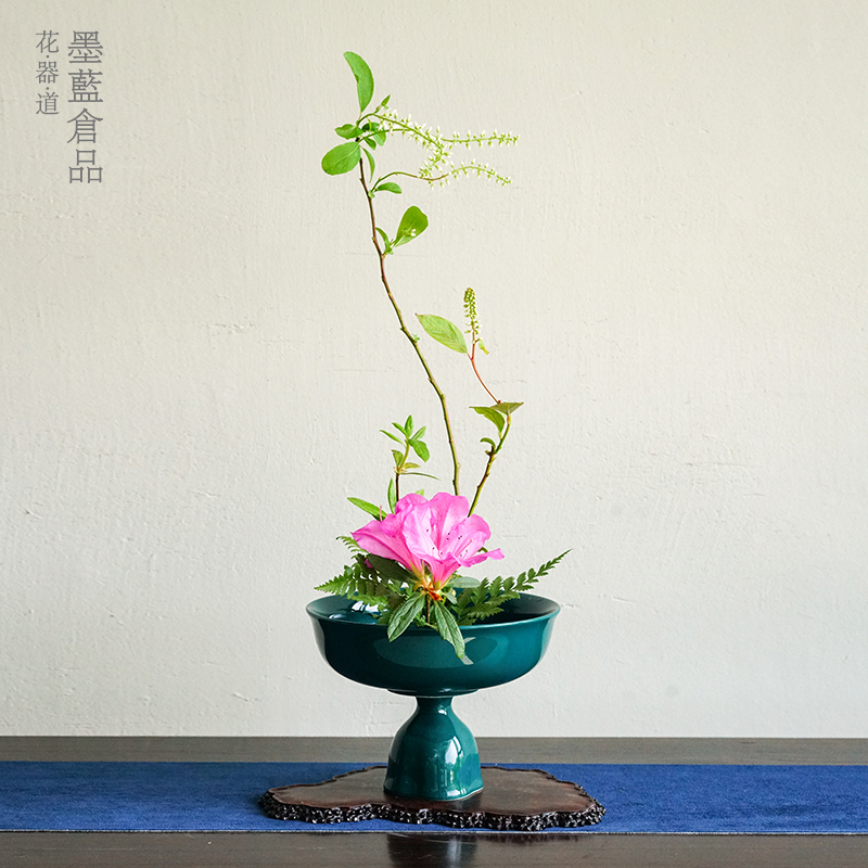 陶瓷高脚花器小原流风格花盆