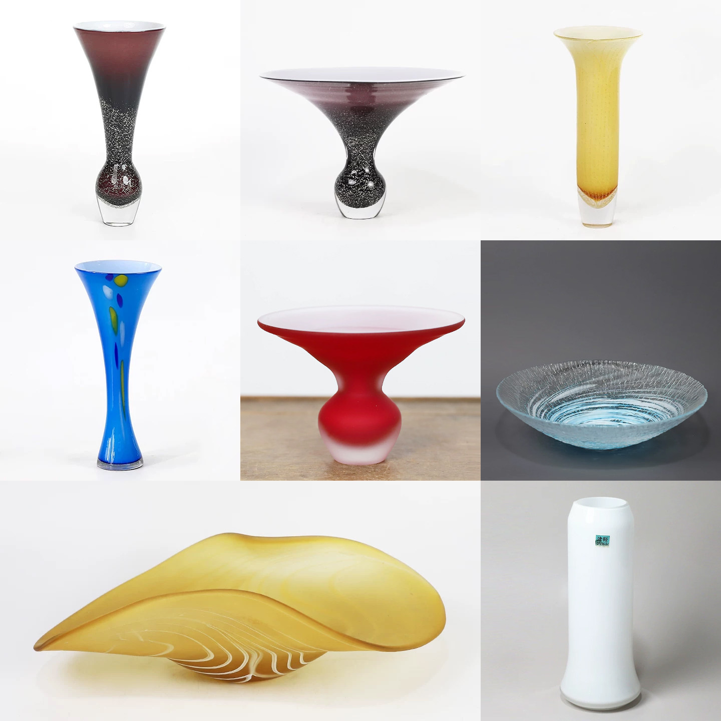 玻璃日本池坊插花瓶收藏品摆件