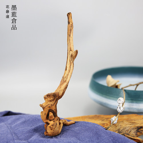 自然风化枯木树根杜鹃插花景观