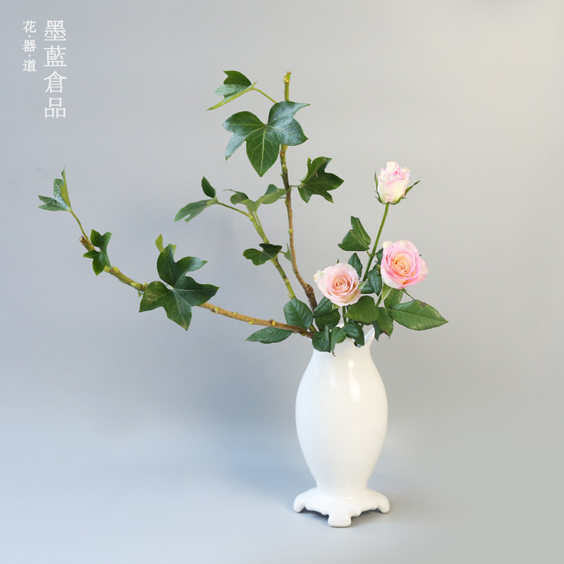 日式花器 小原流飞鸟瓶 陶瓷花瓶插花花艺匠 花道课标准器型直立