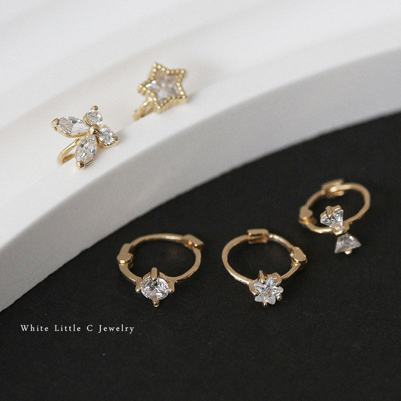 白小C黄金首饰14K金耳饰小巧精致爱心花朵单钻耳骨小耳朵耳圈耳环,珠宝/钻石/翡翠,耳饰,淘宝优惠券,粉丝福利购,淘宝优惠卷