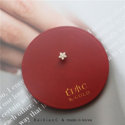 韩国10k14k超美小钻五瓣花耳骨钉