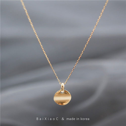 小c韩国进口14k弧面圆牌黄金首饰