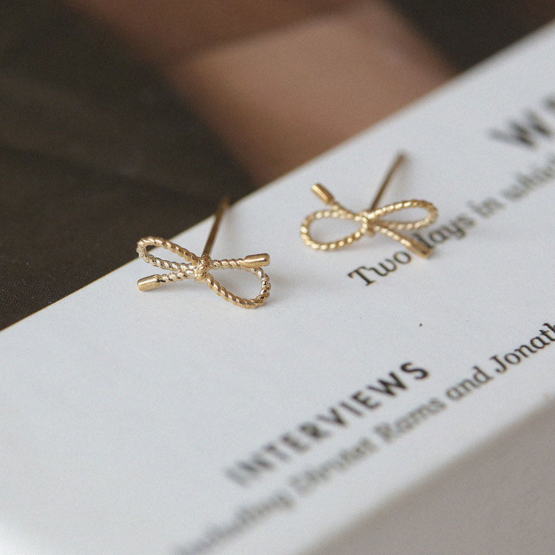白小C韩国10K14K金黄金首饰耳环 甜美百搭素金麻花小蝴蝶结耳钉女,珠宝/钻石/翡翠,耳饰,淘宝优惠券,粉丝福利购,淘宝优惠卷