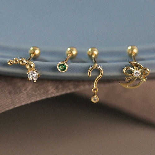 耳饰韩国进口10kins问号单钻