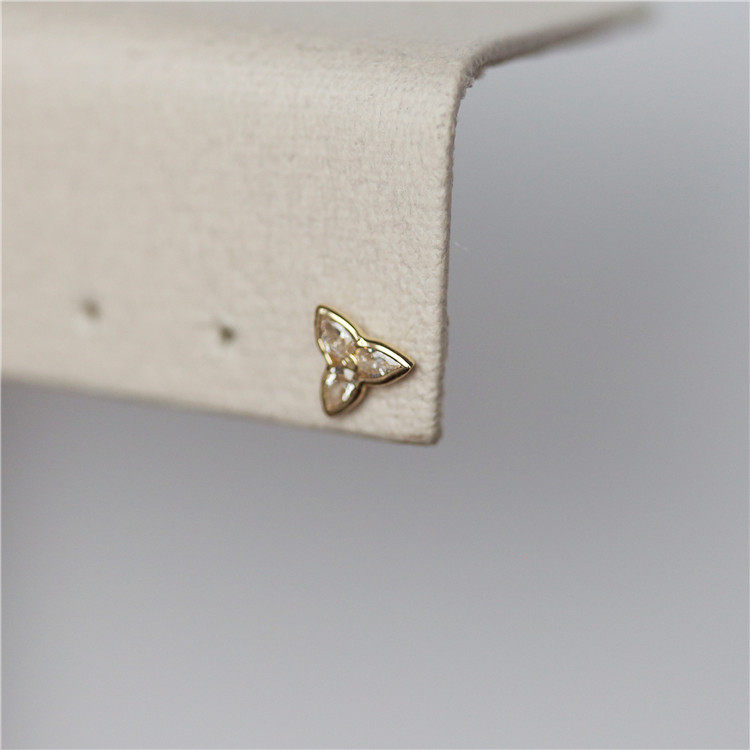 白小C 韩国进口黄金14K金耳环 精致小风车闪钻花朵拧螺丝耳钉