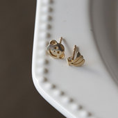 童趣 韩国10K14K金黄金首饰 镶迷你小钻香蕉猴子不规则耳饰耳钉