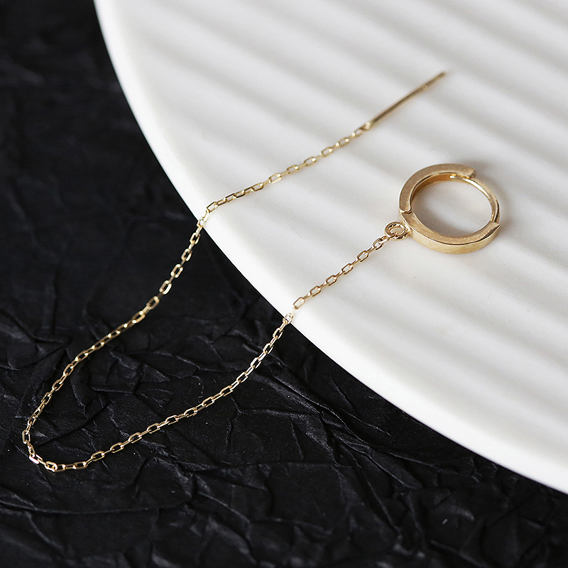 黄金首饰14K金耳钉光圈耳环双洞