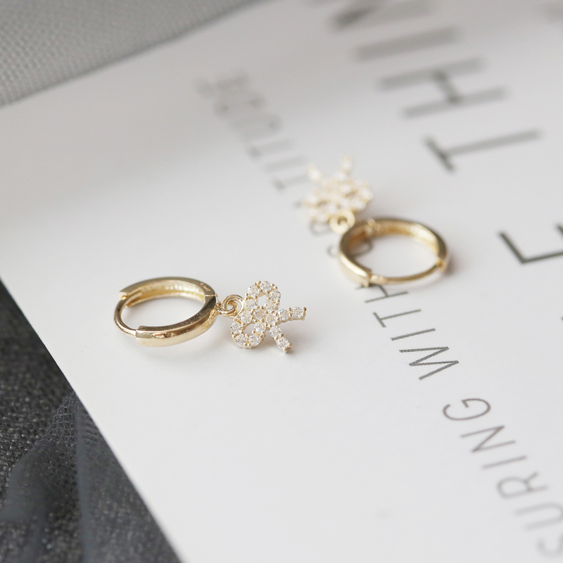 蝴蝶金吊坠耳扣韩国黄金耳环耳圈