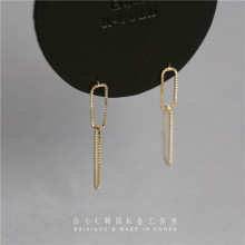 白小C 韩国进口K黄金14K/10K金耳环 蛇骨流苏圆环吊坠耳链耳钉