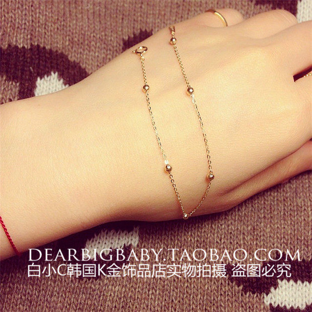 纯14K金金豆豆圆珠金球黄金手链