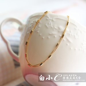 2023韩国进口黄金首饰纯14K金手链 细密链条 闪闪小金棍 双层纯金