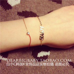 2023韩国进口纯14K金首饰 闪闪l爱心ove字母手链 黄金纯金手链