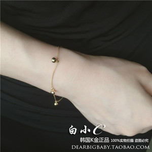 2023韩国进口纯14K金手链 吊坠金豆豆转运珠圆珠金珠纯金黄金手链