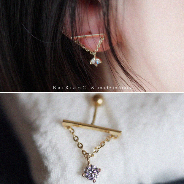 拧螺丝耳钉金耳环韩国进口