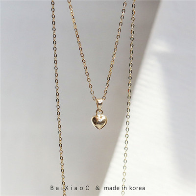 韩国进口14k金项链心形金项链