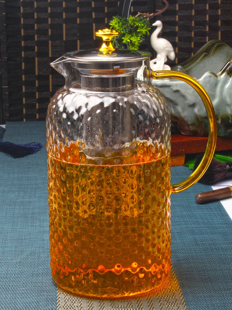 超大加厚玻璃茶水过滤茶壶304不锈钢内胆耐热水壶蒸煮泡茶壶餐厅