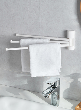 粘贴式毛巾架挂壁毛巾晾晒架180°转轴抹布挂架塑料款米木日式579