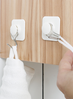 6283.日式挂钩贴壁粘钩旋钩可吊顶可挂壁双用厨房粘钩2只装 米木