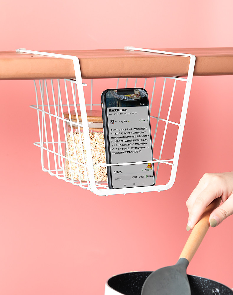 底部手机支架顶棚收纳蓝挂篮