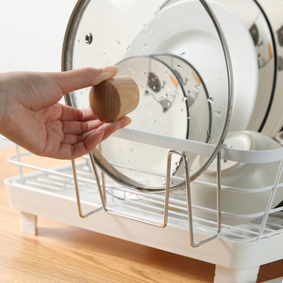 挂式锅盖架带挂钩玻璃盖置物架不锈钢菜板架碗碟架沥水配件.8421