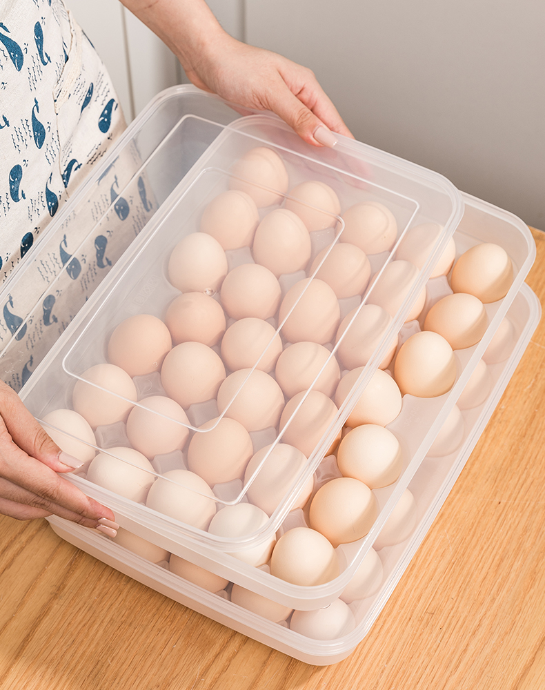 蛋类可立大容量鸡卵带盖保鲜盒