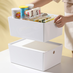 日式零售收纳筐极简亮光整理盒高档厨柜分类储物篮抽屉收纳盒纯白