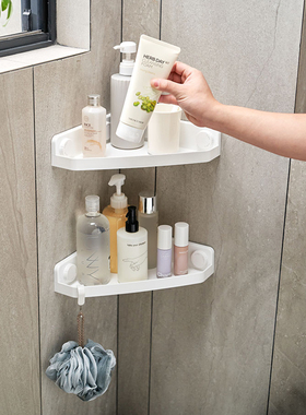 免打孔洗手间置物架厕所三角架浴室收纳架壁挂卫生间转角架KM5145