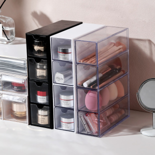 桌面化妆刷收纳筒抽屉式高级感化妆品整理盒分格口红眉笔梳妆台盒