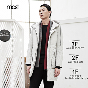 most漠士男装羽绒服男士冬季新款连帽中长款外套S84120024