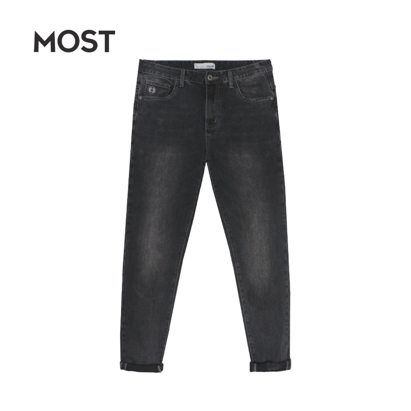 MOST男装【商场同款】黑灰直筒修身潮流牛仔裤C107203024