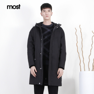 MOST漠士中长款羽绒服男士冬季新款保暖加厚连帽学生外套潮牌帅气