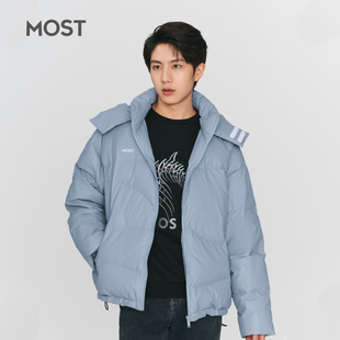 MOST/男装蓝色羽绒服男士冬季加厚白鸭绒短款连帽外套C211120022