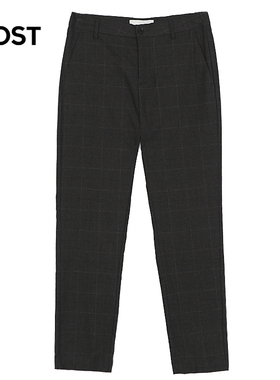 MOST/男装秋季格子西裤男商务深灰色垂感休闲直筒长裤C008202062