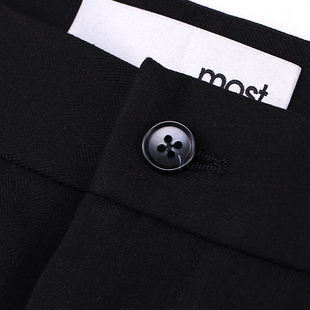 MOST漠士男装直筒休闲裤春秋黑色长裤T008202201