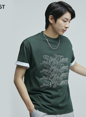 MOST/姆氏德男装绿色T恤男短袖夏字母印花男生宽松体恤C32106039