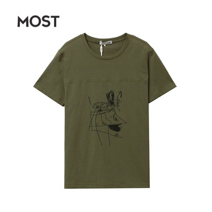 MOST/漠士男士休闲t恤个性印花圆领亲肤短袖C005106062