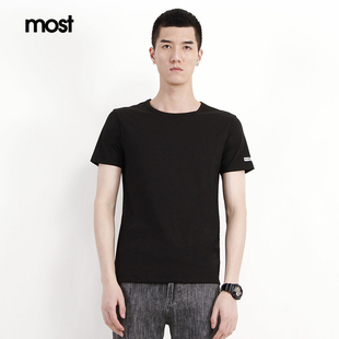 MOST/漠士莫代尔棉短袖t恤男装夏天圆领纯色黑色潮牌夏季半袖上衣