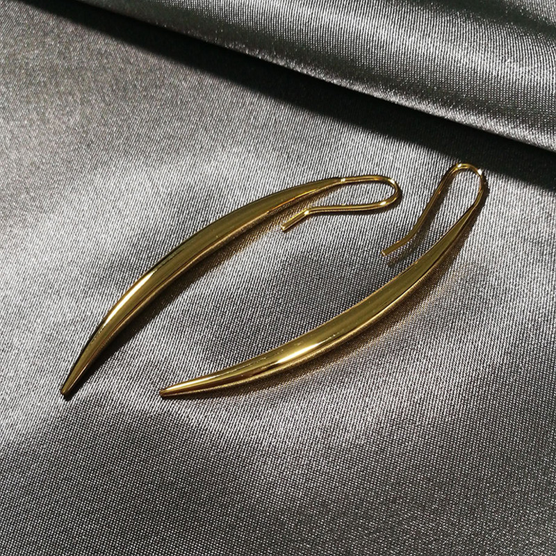 欧美ins高级冷淡风个性极简约夸张长款耳环女线条设计感耳饰TARA