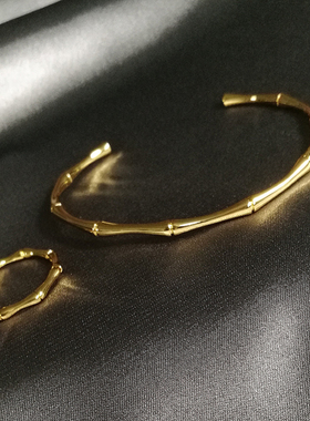 素圈戒指国潮风简约ins竹节手镯