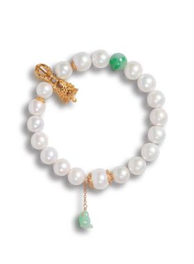 现货天然爱迪生珍珠手串女金刚杵925银镀18k金翡翠手链源头工厂