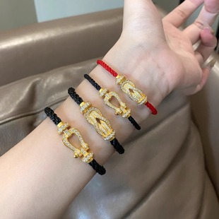 古法手串手链足金999水贝黄金版本斐登马蹄8字扣头手绳送礼送女友