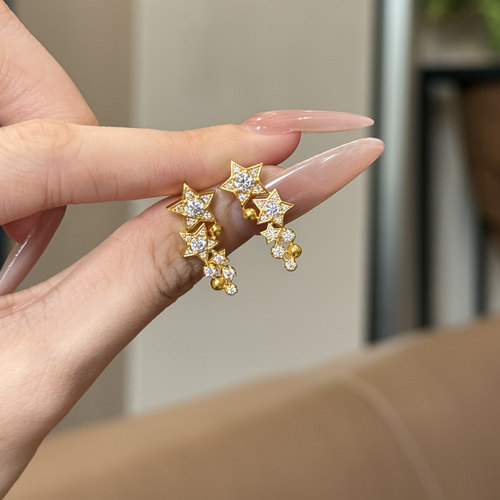 足金999水贝黄金星星球耳钉2025新款耳饰耳环送女友耳钉