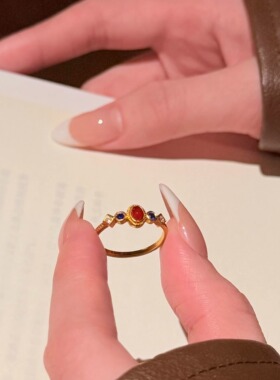 999足金国色风华小宫雀黄金戒指