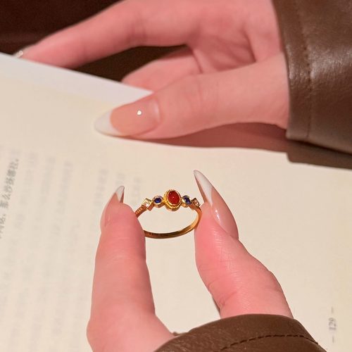 999足金国色风华小宫雀黄金戒指